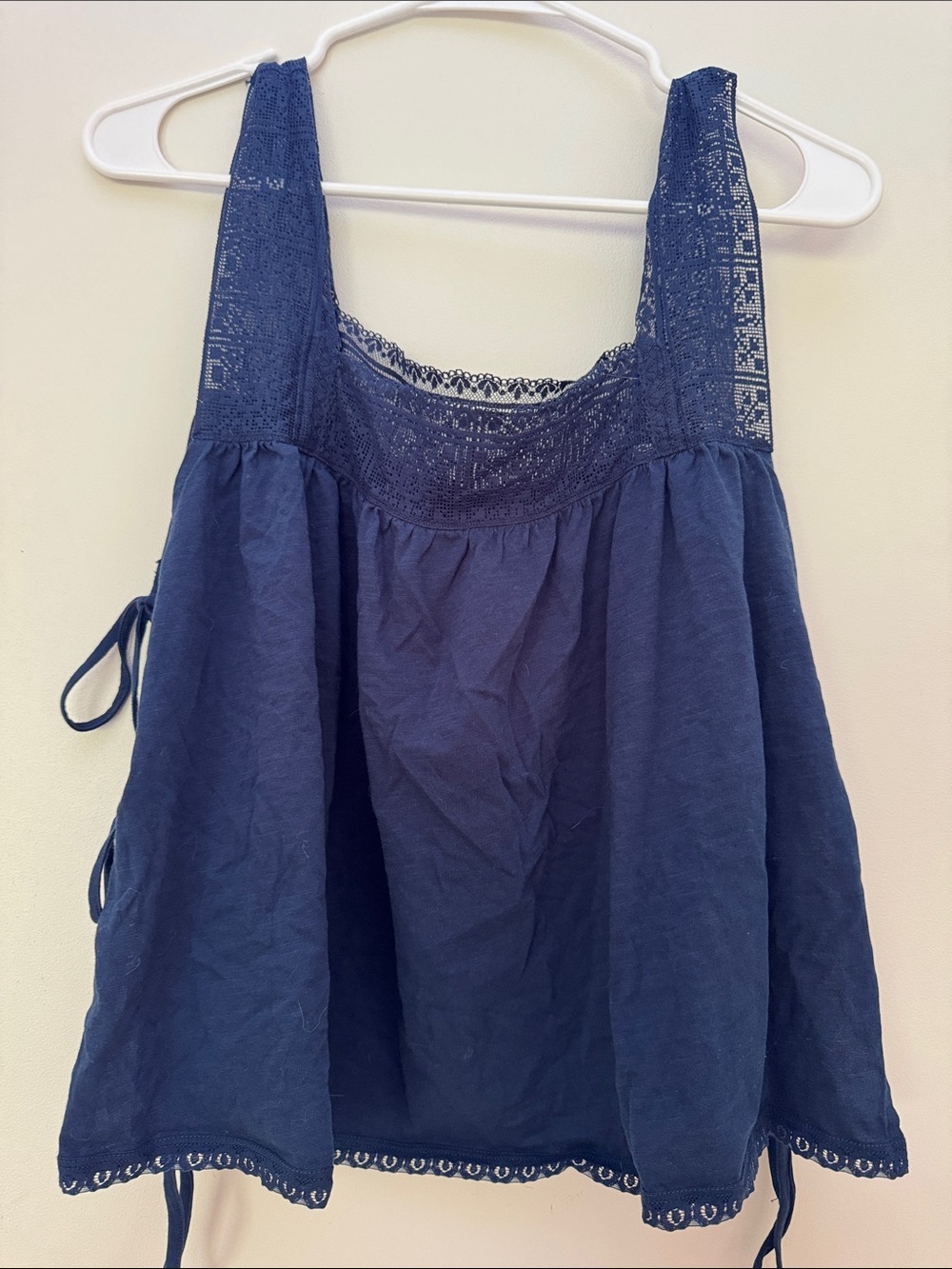 American Eagle Outfitters Navy Lace-Trim Swing Camisole